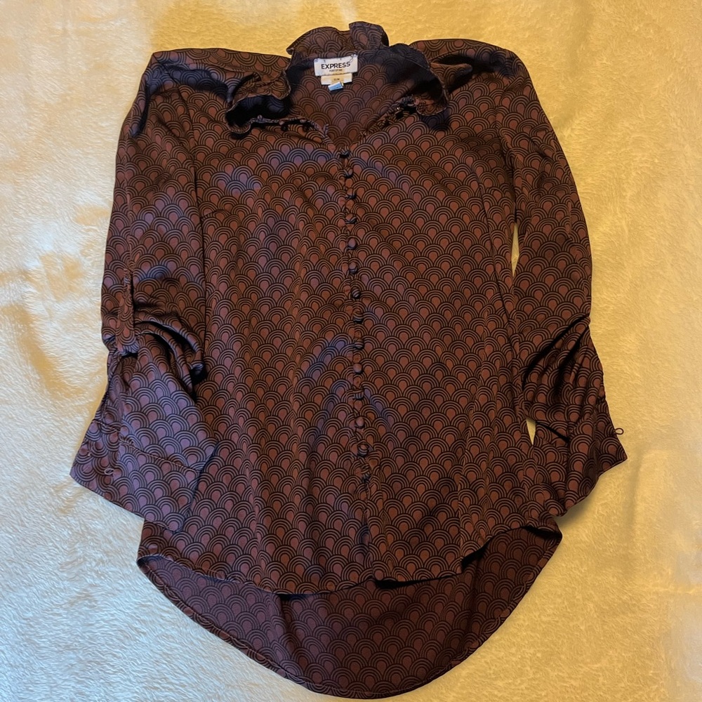 Express Women's Brown Button-Up Top